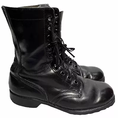 Vintage Men's Black Leather Lace Up Military Combat Jump Boots Size 7r • $29.24