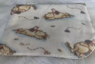 Classic Pooh Piglet Best Friends Baby Blanket Fleece Cream Beige Neutral • $4.99