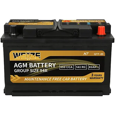 Weize Platinum AGM Battery BCI Group 94R 12v 80ah H7 Size 94R Automotive Battery • $134.99