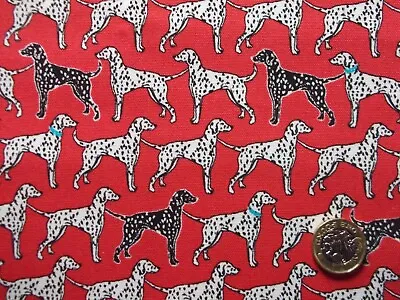 £4.75 • Buy KOKKA 100% Cotton Fabric - DALMATIAN - Red Background - Remnant - 55 X 34 Cm