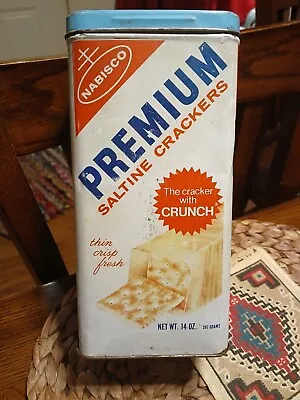 Vintage 1969 Nabisco Premium Saltine Cracker Tin - Rustic & Worn 14 Oz • $13.99