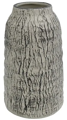 Grey & White Flower Vase Rippled Stone Effect Design 19cm Tall Ceramic Vase • £15.99
