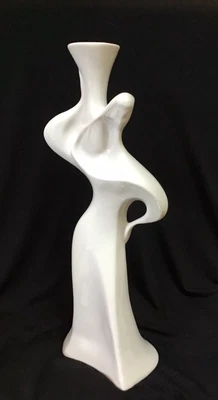 $20 • Buy Vintage NAAMAN ISRAEL Hand Casted Porcelain Lady Carrying Vase 10” Art Deco Vase
