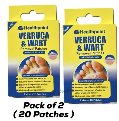 Healthpoint Verruca Wart Removal Patches System Salicylic Acid 10 Plasters 2size • £1.99