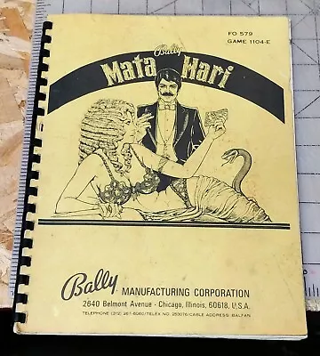 Bally Mata Hari Solid State Pinball Pin Ball Manual Instructions Operations • $14.99