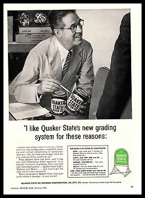 $9.95 • Buy 1955 Quaker State Motor Oil Sign Light Medium Heavy Grade Vintage Print Ad