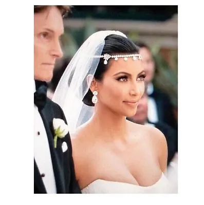 £4.99 • Buy Silver Chain Wedding Crystal Charm Bridal Head Hair Headband Headpiece Jewelry
