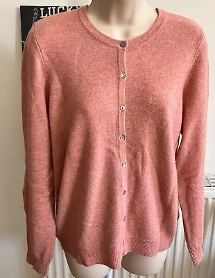 Marks And Spencer “Autograph” Cashmere Blush Pink Cardigan Ladies Size 12  • £16