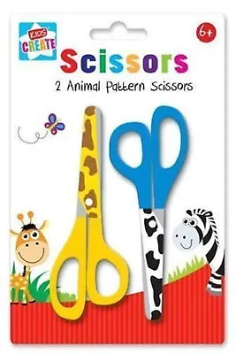 £2.66 • Buy Pack 2 Animal Print Pattern Childrens Kids Safety Scissors Arts & Craft School