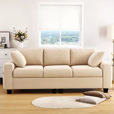 Modern Fabric Sofa Couch 3-Seater Sofas With Side Storage Pocket For Living Room • $335.99