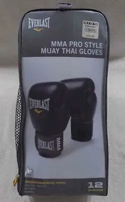 Everlast 7012 MMA Pro Style Muay Thai Black 12oz Gloves - UNUSED • $28.50