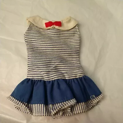 Barbie Dress White Blue Stripe W Red Bow SAILOR TYPE • $6.99