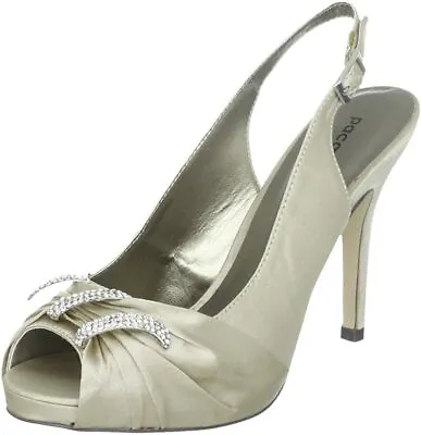 £59.99 • Buy Rp£110 Size 3 5 6 7 7.5 Paco Mena Taupe Beige Diamante Slingback Shoes Sandals