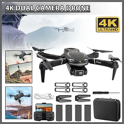 2023 New 4K HD Dual Camera RC Drone With WiFi FPV Foldable Quadcopter +4 Battery • $21.99