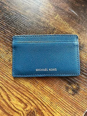 Michael Kors Jet Set Credit Card Case Holder Teal/Blue Leather • $12.75