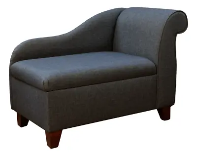 Grey Storage Chaise Longue Small Handmade Sawana Upholstered Fabric • £369