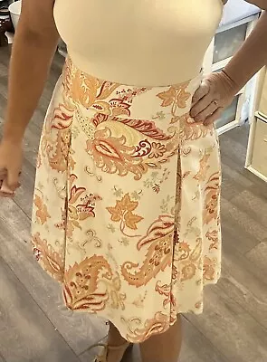 George Me By Mark Eisen Skirt Floral Paisley Flowers Pink Orange Spring Summer • $18