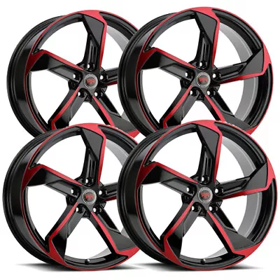 (Set-4) Revolution Racing R20 18x8 5x4.5  +40mm Black/Red Wheels Rims 18  Inch • $735.96