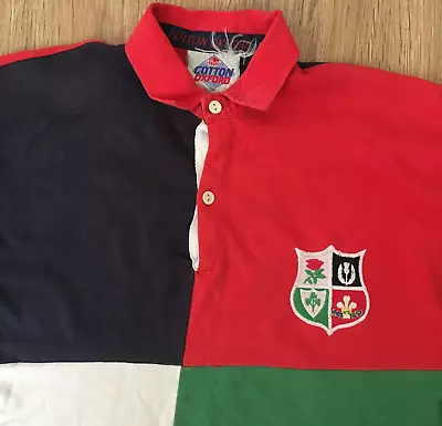 British And Irish Lions RARE Vintage 80s Cotton Oxford Rugby Shirt Size S-M • £95.99