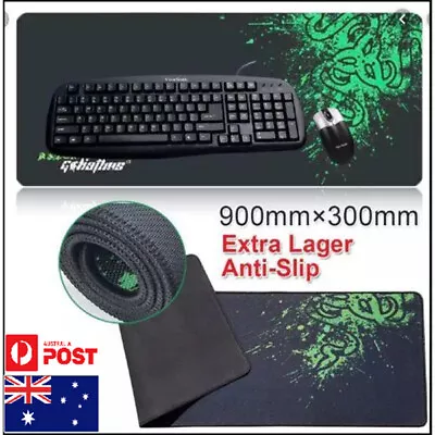 Razer Gaming Long Slim Mouse Keyboard Mat Pad Anti Slip Speed Mousepad Full Desk • $14.49