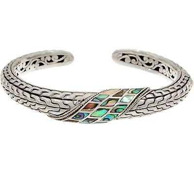 QVC Artisan Crafted Sterling Silver & 18K Gold Abalone Cuff. 6-3/4'' • £140.80