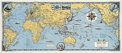 Total War WWII Battle World Map Pictorial History Historic Wall Art Poster Print • $13.95