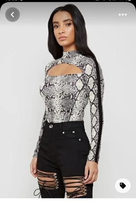 £9 • Buy Womens Manière De Voir Snake Skin Bodysuit Size 10 New With Tags
