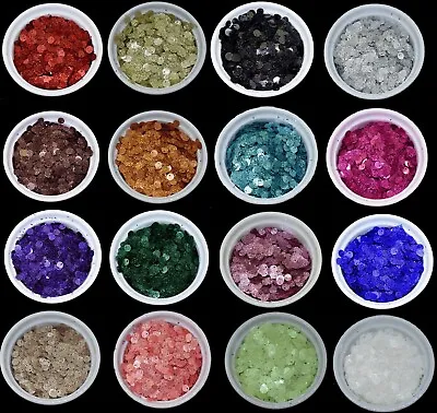 25 COLOURS - 6mm Glitter Round Loose Sequins Sewing Pack Of 300 BU1348 • £2.49