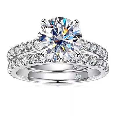 3Ct VVS1 D Color Moissanite Solitaire Band Engagement Ring 925 Sterling Silver • $41.80