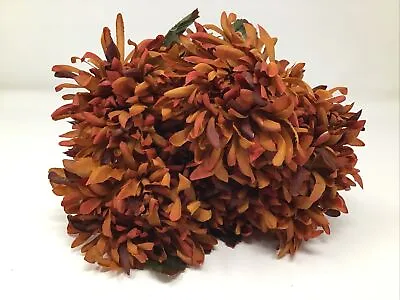 Autumn Orange Mum Floral Pick 8 Stems 8 Blooms 17” Long 4” Blooms Vintage • $14
