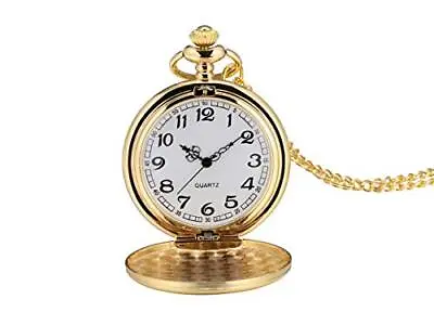 Smooth Vintage Pocket Watch With Chain (Gold) • $12.14