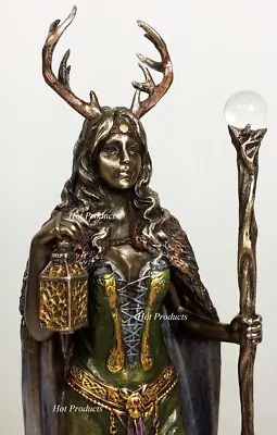 10 5/8  Elen Of The Ways Antlered Forest Goddess Viking Statue Bronze Color • $67.50