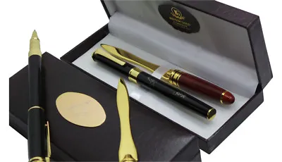 Personalised FREEMASON MASONIC Pen Luxury 24k Gold Clad Gift Set Letter Opener • £34.95