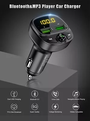 Bluetooth FM Transmitter Radio Audio Adapter MP3 Handsfree Car Kit Dual USB Port • £7.19