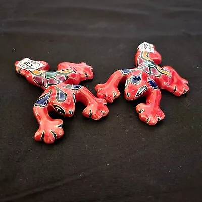 Mexican Talavera Pottery Clay Climbing Frog Micro Size Red Folk Art • $14.95