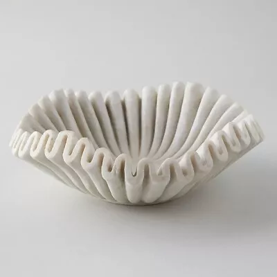 Marble Ruffle Bowl Fluted Bowl Scallop Bowl Ripple Bowl Fluted Bowl Decor • $48.99