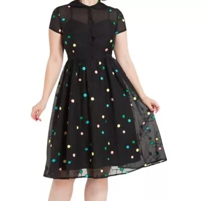 Voodoo Vixen Sallie 50s Flared Dotted Dress XL • $44