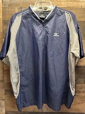 Mizuno Pullover Windbreaker 1/4 Zip Men's Size S Short Sleeve Blue & Gray • $8.88