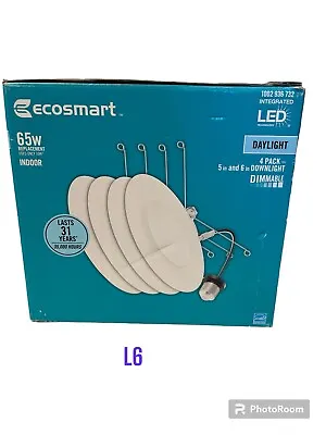 EcoSmart 4 In. White Integrated LED Recessed Trim Daylight  (4-pack) • $19