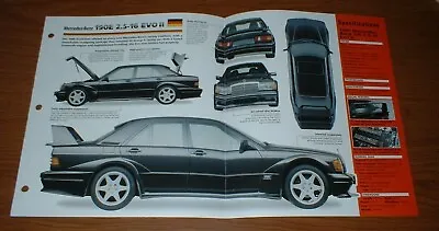 ★★1990 Mercedes Benz 190 Evo Ii Spec Sheet Brochure Poster Print Photo Info 90★★ • $11.69