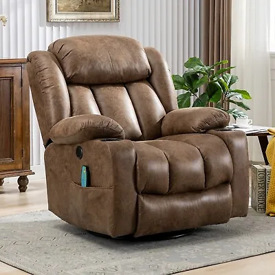 Massage Swivel Rocker Recliner 360°Swivel Reclining Chair W/Heat And Vibration • $379.99