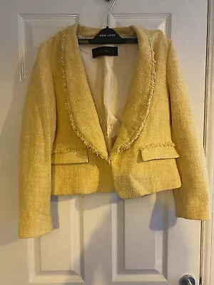 $12.20 • Buy Zara Basic Size Large Ladies Yellow Tufted Short Blazer Jacket 