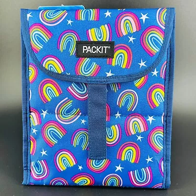 $14.22 • Buy Packit Freezable Lunch Bag Purple/Rainbows No Ice Packs Needed Reusable BPA Free