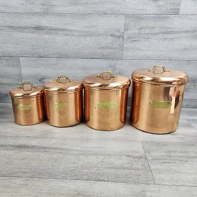 Vintage  Copper Plated 4pc Nesting Canister Set • $29.97