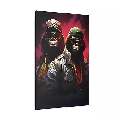 Gangster Gorillas Canvas Modern Animal Wall Art Decor • £47.99