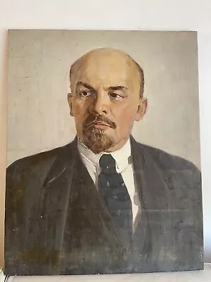 Vintage Oil Russian Painting Portrait Lenin Signed N. Trofimov 1960 Moscow • $700