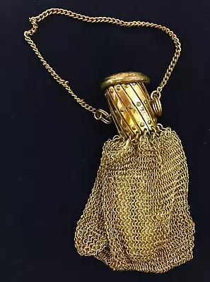 Coin Purse Hand Bag Mesh GoldTone Chainlink Lined Expandable Accordian Neck • $29.95