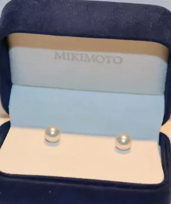 Mikimoto 18k White Gold Pearl Stud Earrings 6 Mm W/ Box • $399.99