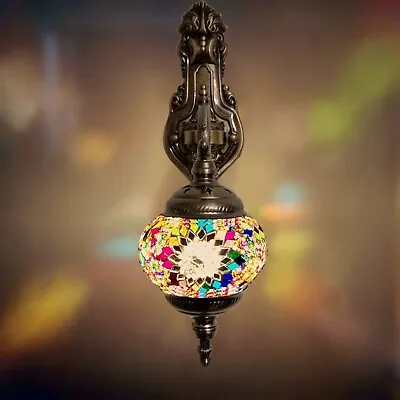  Turkish Moroccan Handmade Electric Glass Mosaic Single Wall Light Lamp Sconce • £39.95