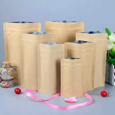 Kraft Paper Stand Up Pouches Aluminum Foil Food Packaging Bags • $25.99